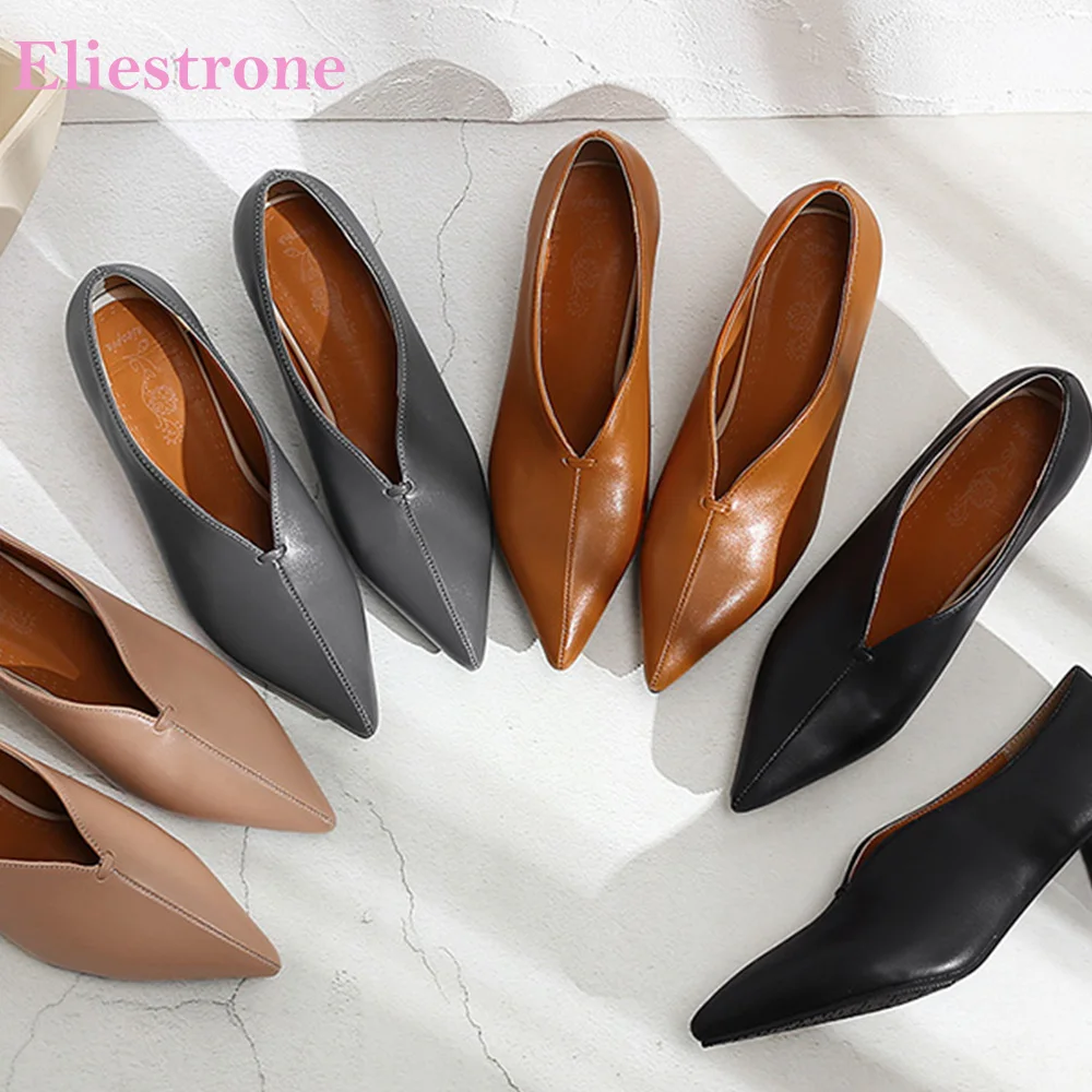 Women Formal Wear For Office - Yepyeni Sivri Burun Siyah Gri Kadın