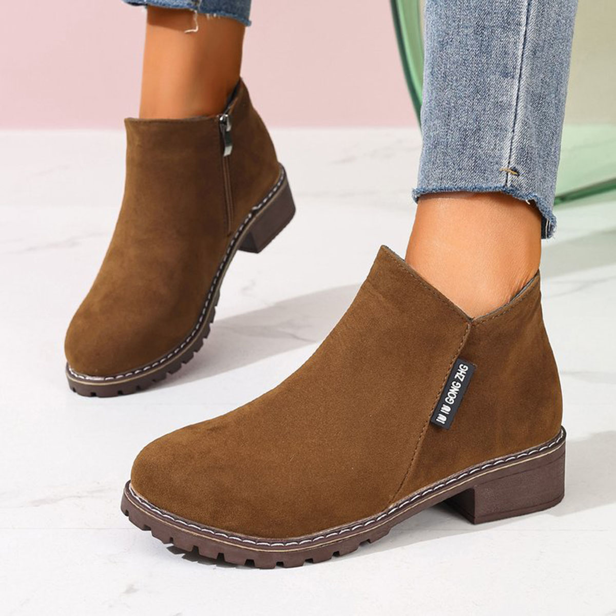 Women Formal Wear Winter - Kadın Sonbahar Kış yarım çizmeler Yan