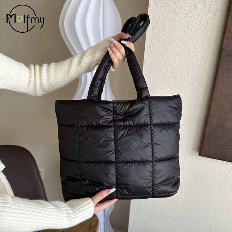 Shoulder Bag Structured - Kadınlar için kış yastıklı omuzdan askili