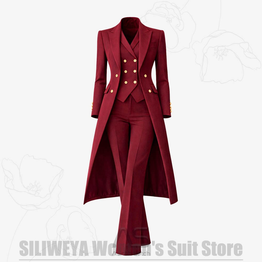Women'S Formal Wear Pants Suit - Kadın Takım Elbise 3 Parça Kruvaze