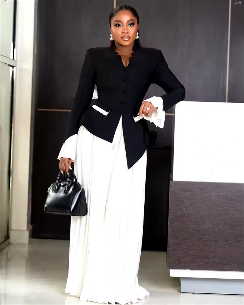 Women Formal Wear Black - Beyaz Siyah Kadın Takım Elbise Seti