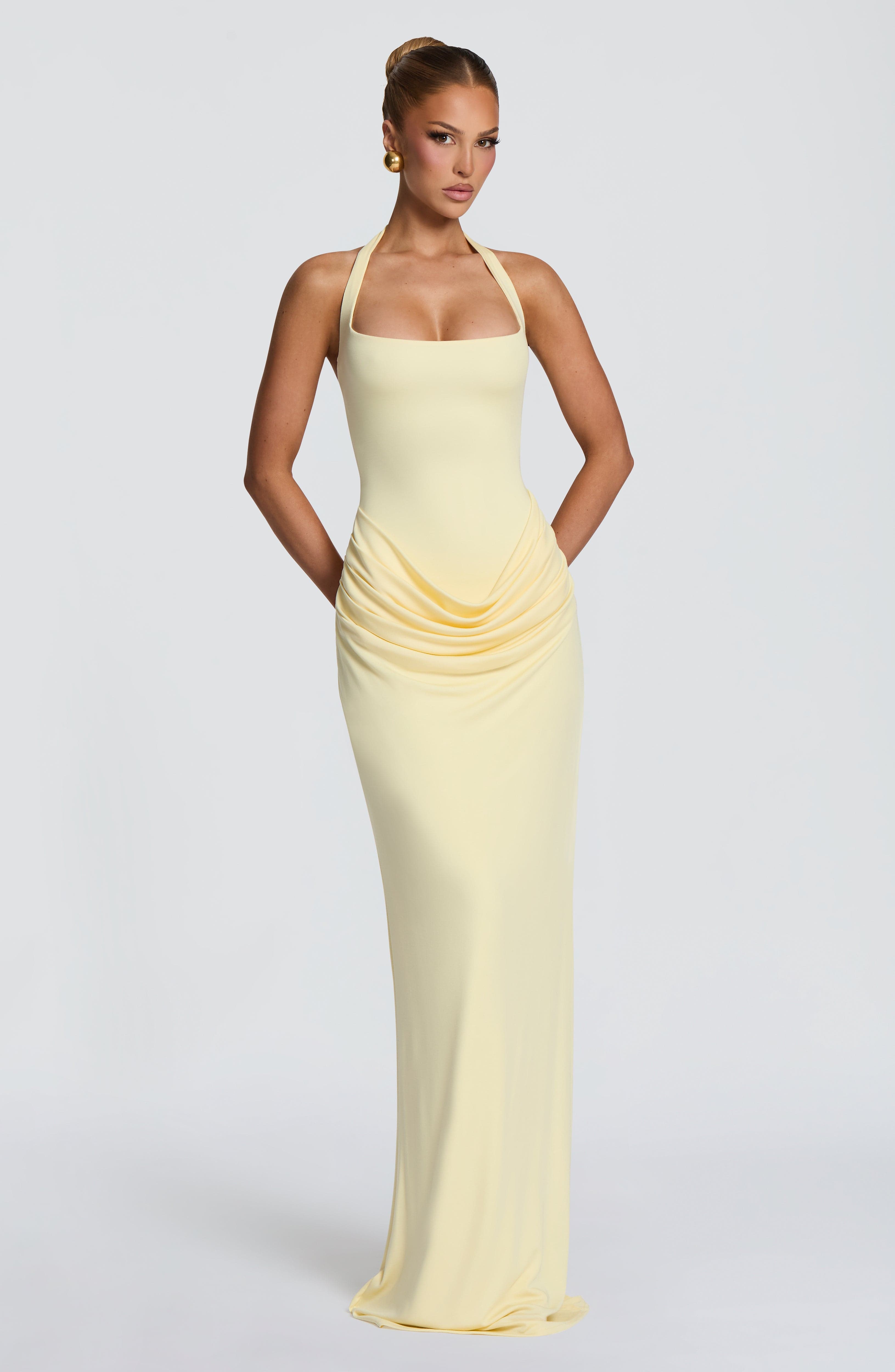 Shift Dress Sleeveless - Halter Yaka Kare Kesim Maksi Elbise