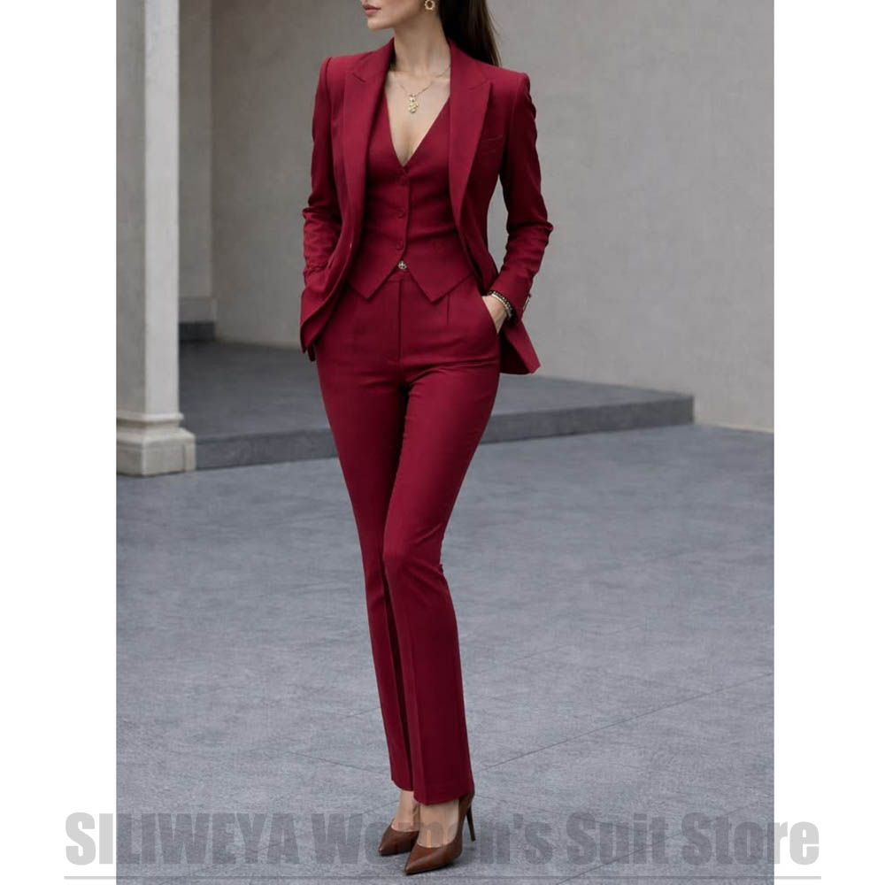 Women'S Formal Wear Pants Suit - Kadın 3 Parça Takım Elbise Seti
