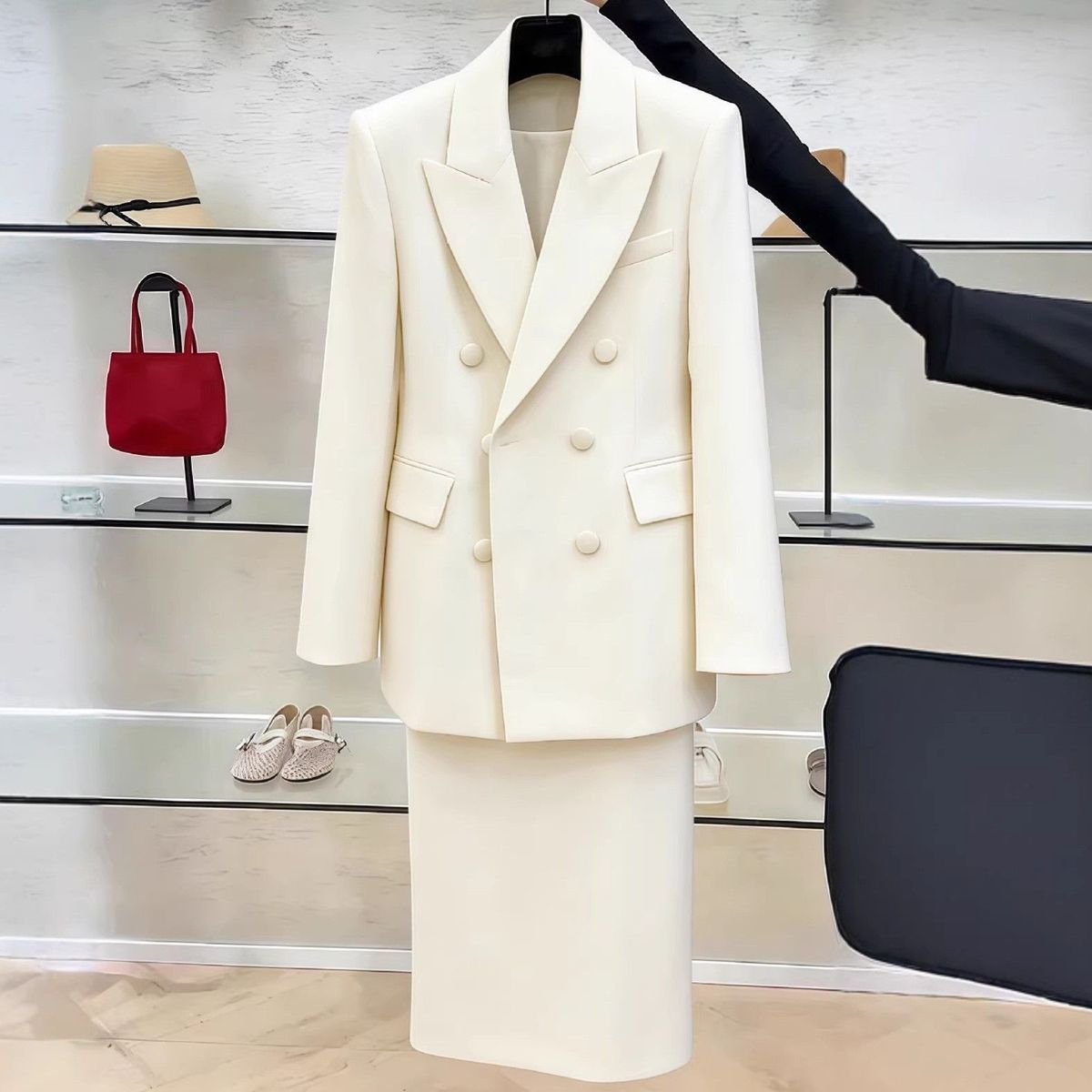 Women Formal Wear Set - Beyaz Blazer Takım Elbise Kadınlar İçin