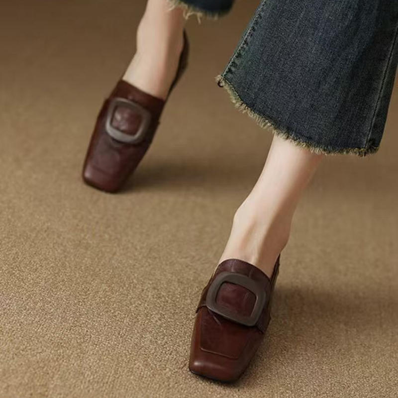 Women Formal Wear For Office - Moda Kare Tokalı Tasarımcı Bayan Ayakkabıları