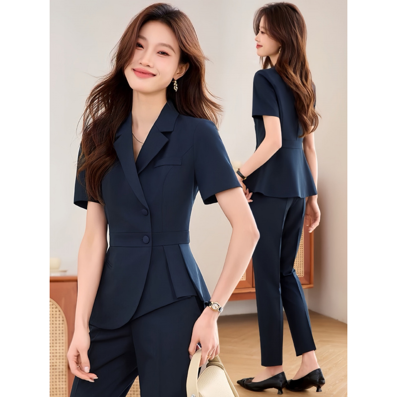 Women'S Formal Wear Pants Suit - Lacivert kadın ince profesyonel takım elbise