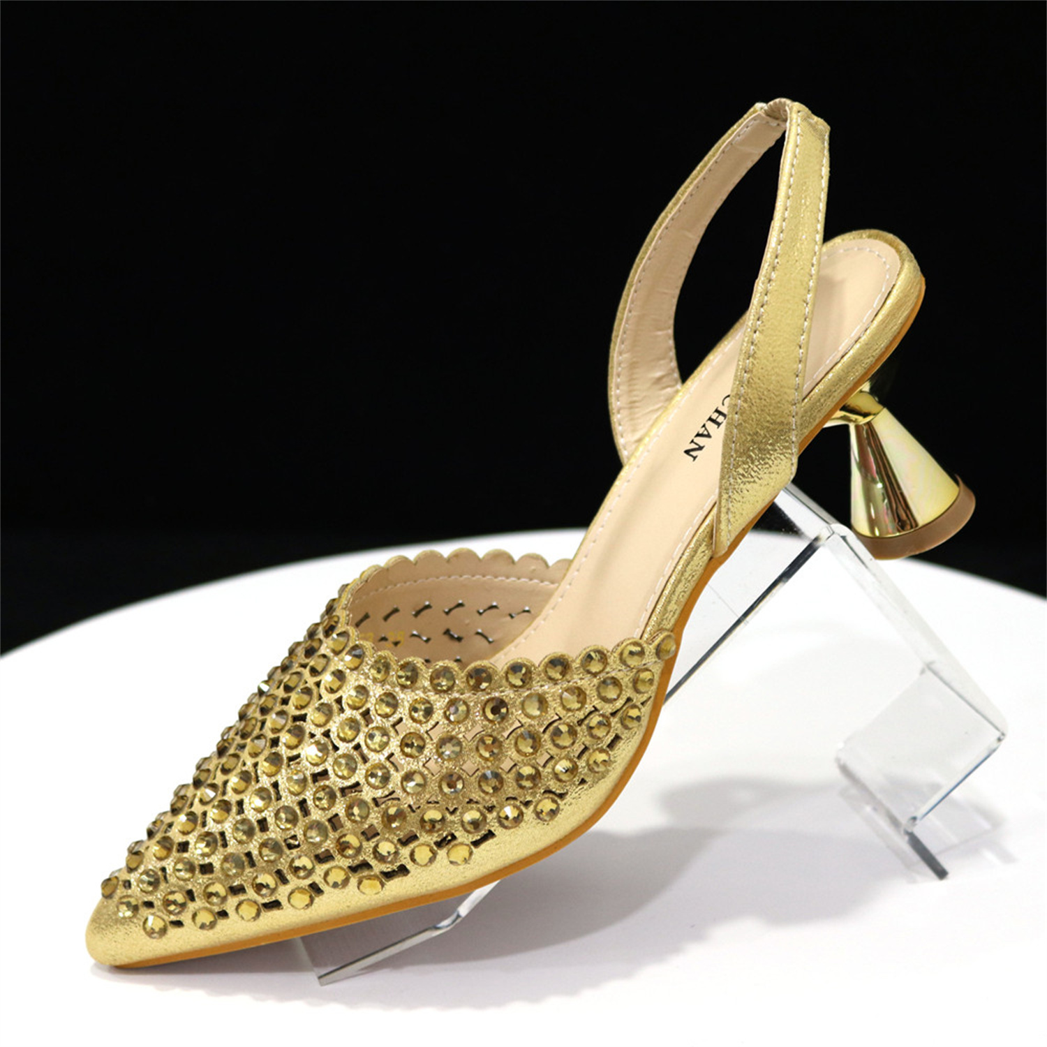 Parlak Altın Renkli Taşlı Ayak - Slingback Heel Formal incelemesi ve fiyatı