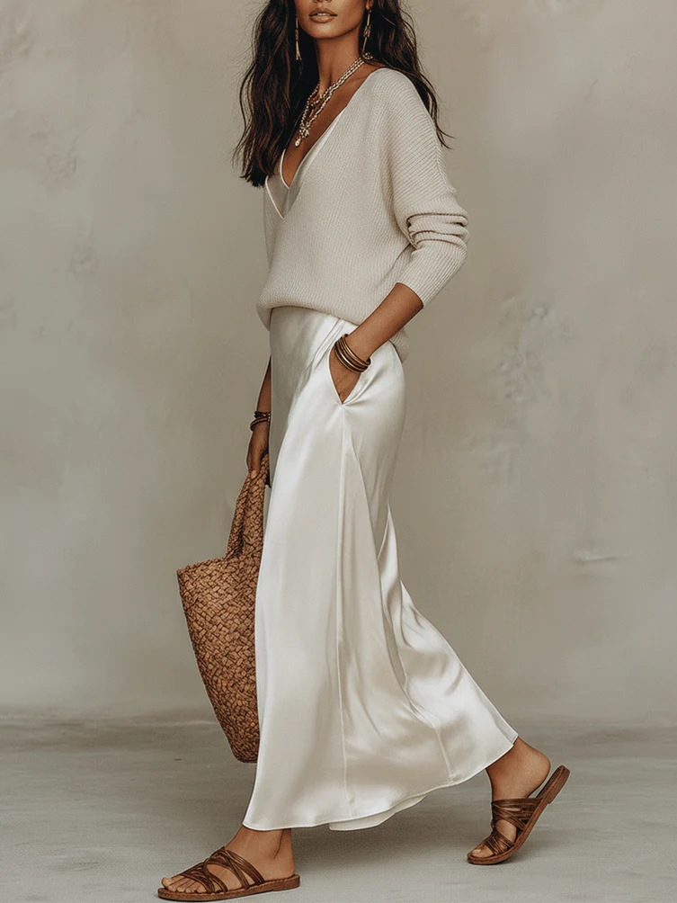 Şık Kadın Saten Maxi Elbise 2  - Shift Dress Sleeveless incelemesi ve fiyatı