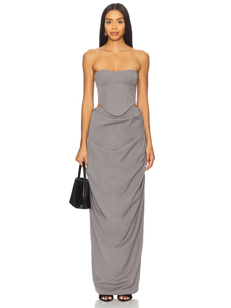 Gri Omuzları Açık Korseli Büzg - Shift Dress Sleeveless incelemesi ve fiyatı