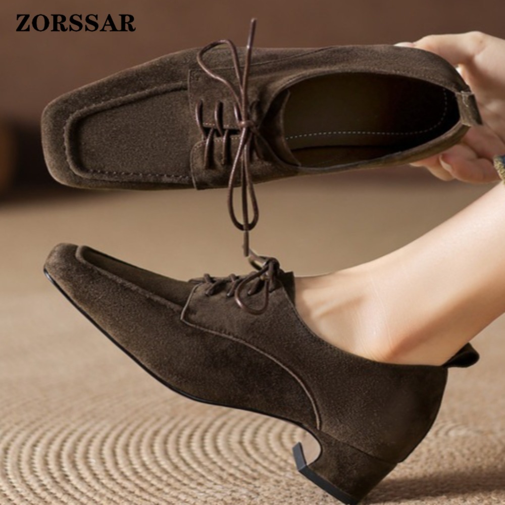 Kadın Kahverengi Süet Kare Bur - Women Formal Office Wear Shoes incelemesi ve fiyatı