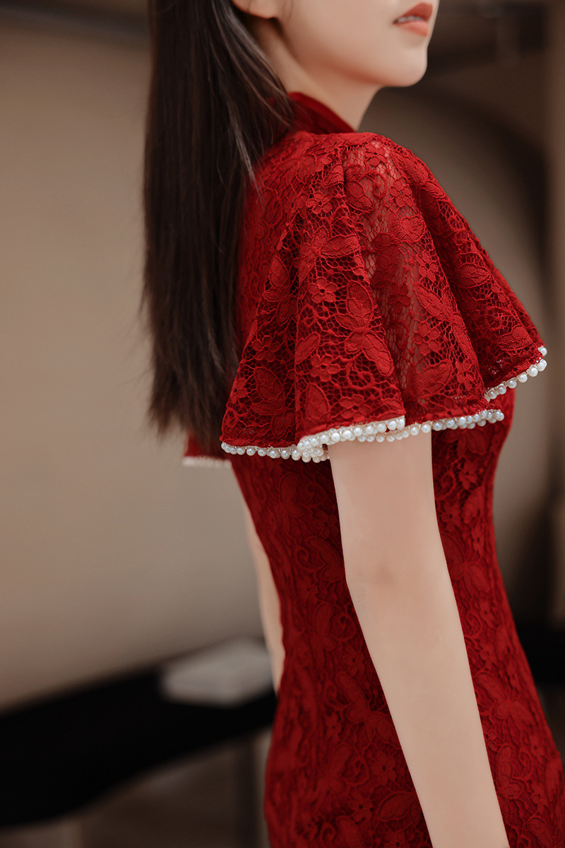Kırmızı Cheongsam çin kadınlar - Women'S Formal Wear Wedding incelemesi ve fiyatı